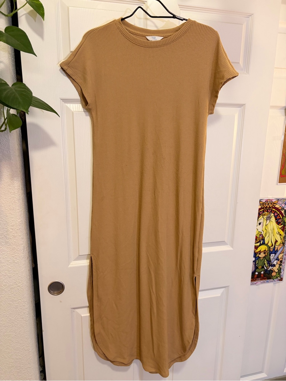 Time and Tru Ribbed Midi Dress in Camel Tan